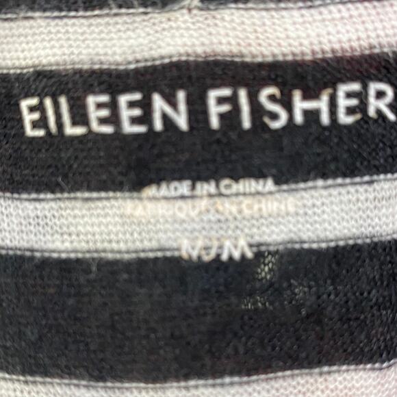 Eileen Fisher Striped Tunic Mini Dress Organic Linen Short Sleeves Womens Medium - Picture 8 of 10